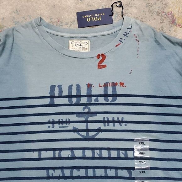 Polo Blue Striped "Training Facility" T Shirt Size 2XB - Picture 9 of 9